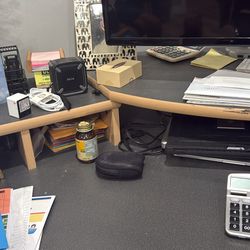 Work station with cabinets