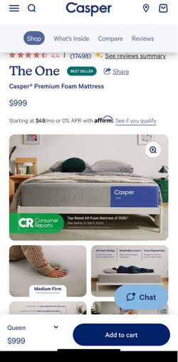 Like New Casper Queen Mattress