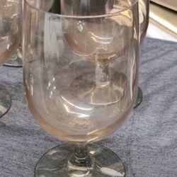 Vintage Carnival Glass Marigold Wine Glasses Water Goblets