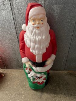 Vintage General Foam Empire Blow Mold 46" Santa Claus Green Toy Sack Bear Horse