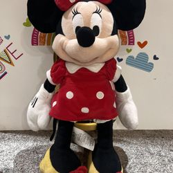 MINNIE  MOUSE 18 INCH PLUSH IN HER POLKA DOT DRESS - NEW CONDITION NO STORE TAG