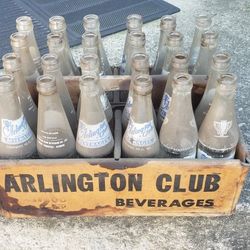 Vintage Arlington Club Beverage Bottles And Case 
