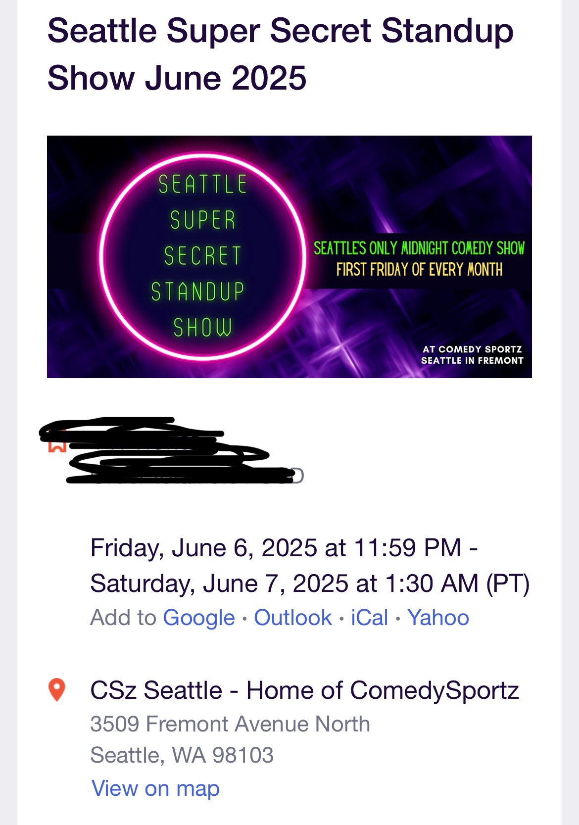 Late Night Comedy Show (tonight)