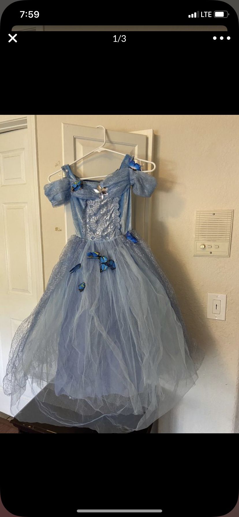 Girls Cinderella dress, wand, and crown