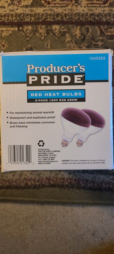 120V /250W Red Heat Bulbs