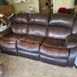 Leather Couch And Recliner Set