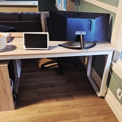 L Shape Desk Metal And Wood Mapple