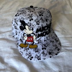Mickey Mouse Disney Parks Hat Snapback Cartoon Sticker Style Black and White 