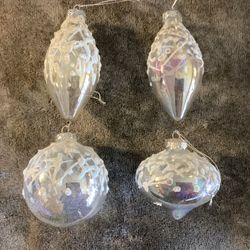 4 Iridescent Glass Christmas Balls