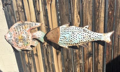Large Hanging Metal Fish Decor w/Light Holder (2 avail)