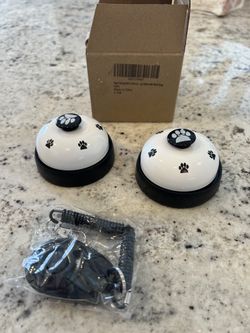 2 Pack dog training, bells for potty training with wrist strap, and clicker new