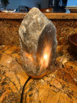 Rare natural grey Himalayan salt lamp