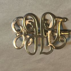 Gold Tone DHL Monogram Brooch