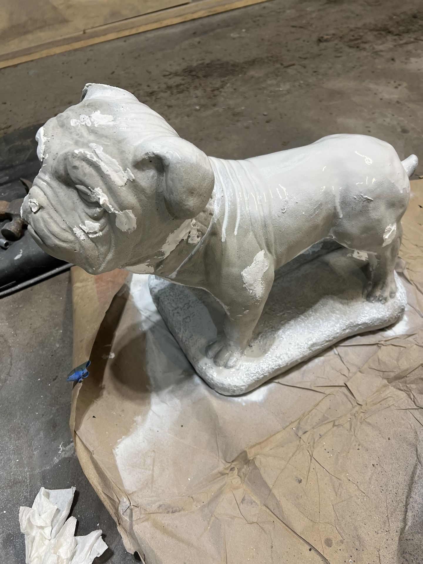 Solid concrete English Bulldog statue 15 inches high
