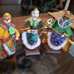 Monkey King Chinese Hand Puppets - 4 Total (With Stands)