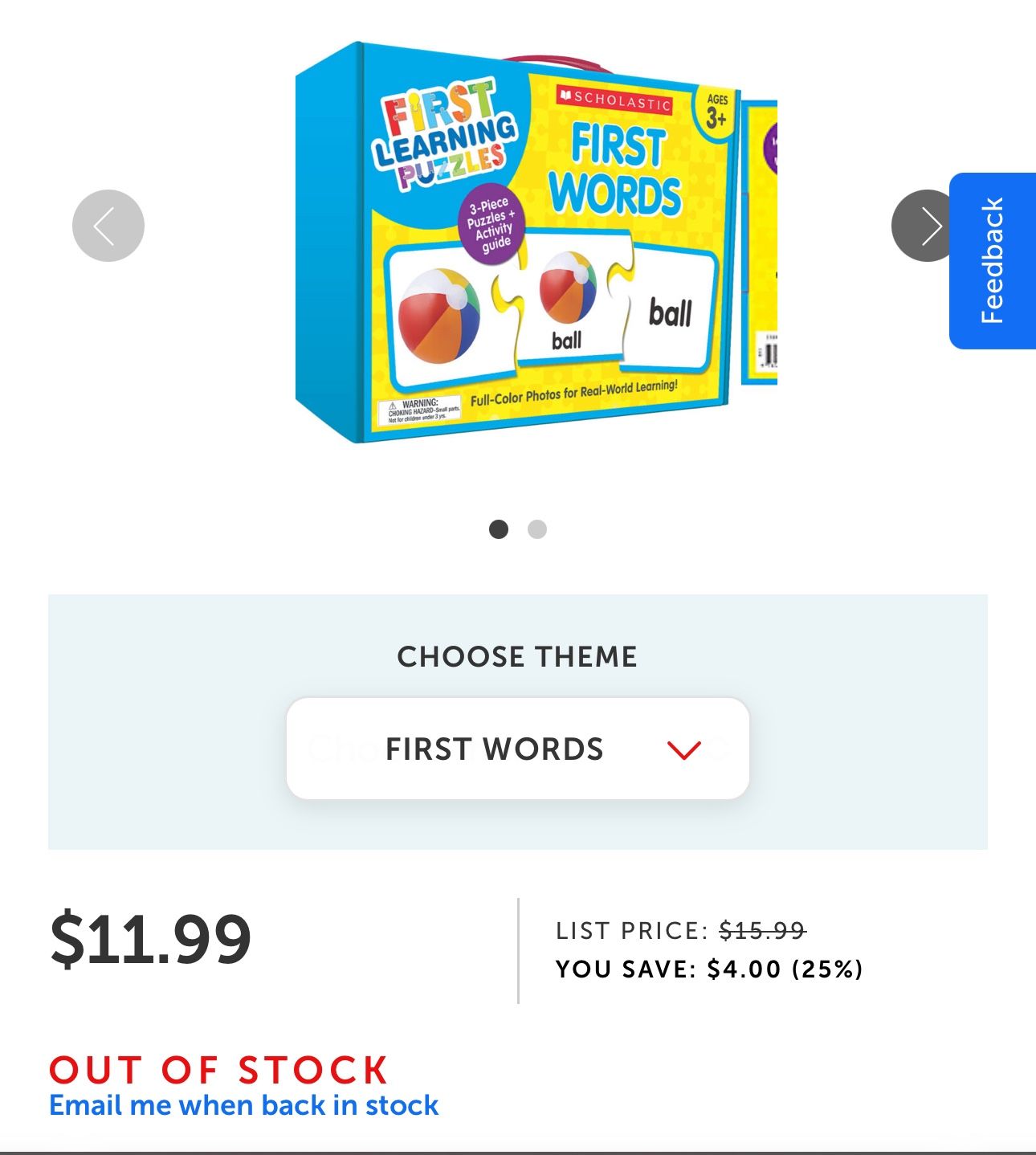 Scholastic first words puzzle