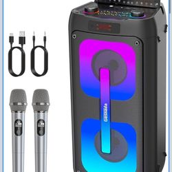 Karaoke Machine for Adults, Portable Bluetooth Speaker with 2 Wireless Microphones, Portable PA Syst