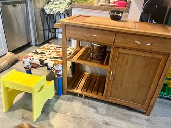 Bamboo Kitchen Island Cart with Drawers