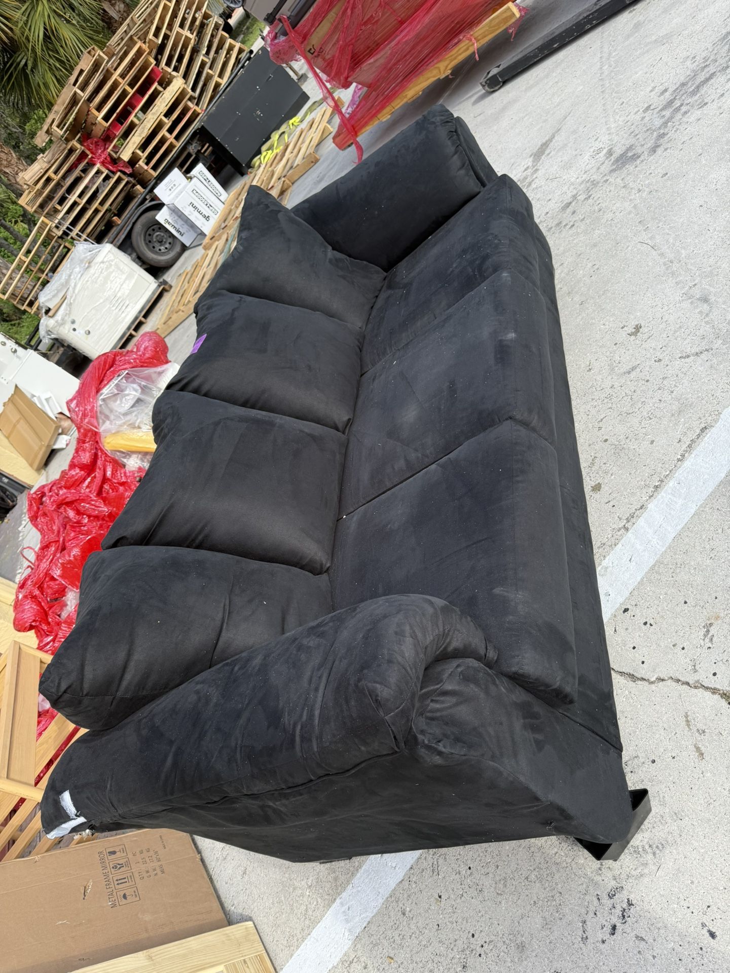 Black Velvet 3 Seater Couch 