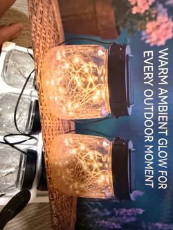 Solar Crackle Glass Lantern Outdoor Hanging Light – New