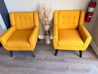 Mustard Yellow Mid-Century Accent Chairs – Set of 2