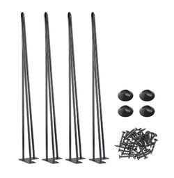 Hairpin Legs for Chairs Tables Metal 34 Inch w/ Feet Set of 4, Black - Remodeling Needs - Independence Day Sale
