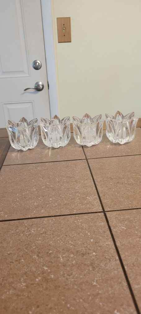 Set Of Kosta Boda Crystal Tulip Votive Candle Holders