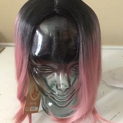 Pink Black Bob Wig New