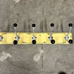 Vintage Yellow Wall Hook Rack