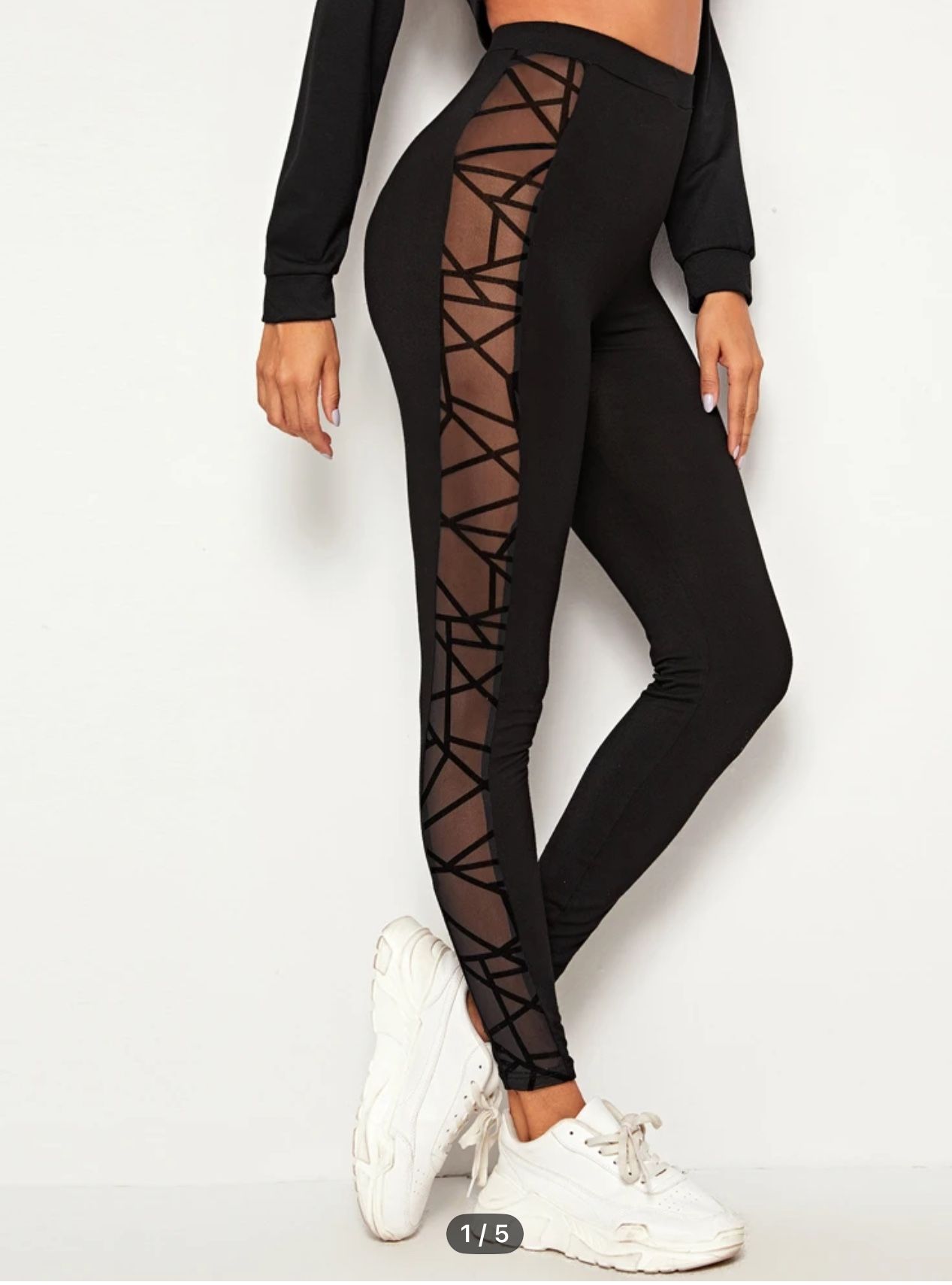 SHEIN Geo Mesh Insert Leggings