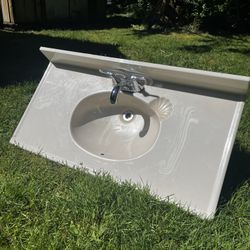 37x19 inch bathroom vanity top with sink + faucet