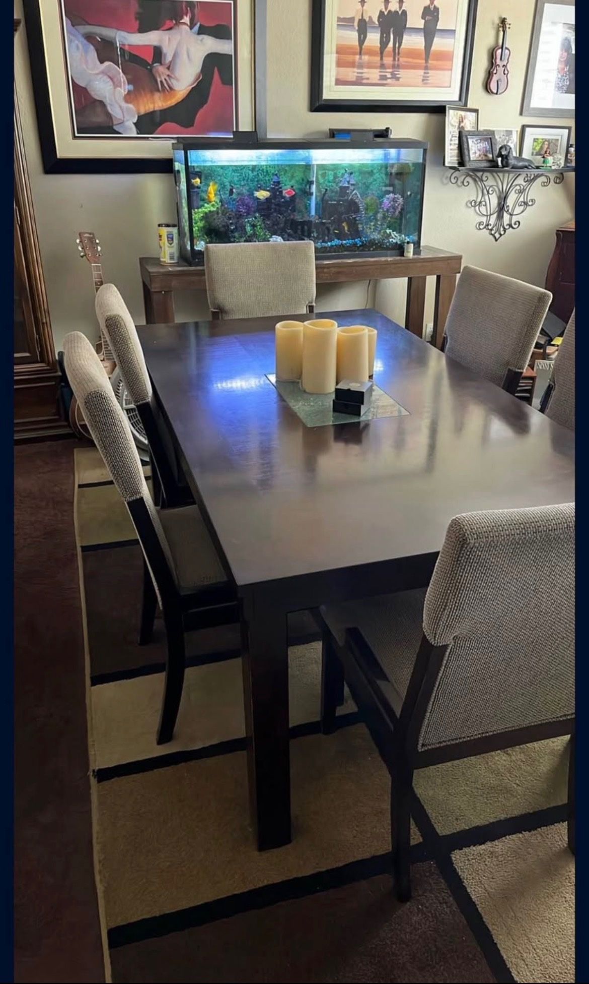 Six Chair Color, Mahogany Table