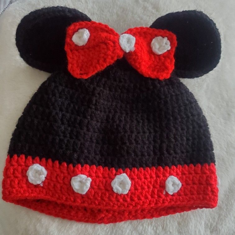 Minnie Mouse Gorro A Crochet ( Minnie Mouse Crochet Hat)