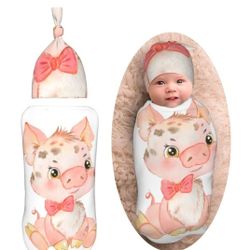 Little Baby Cute Pig Baby Swaddle Blankets for 0-6 Months Girl Adjustable Newborn Swaddles Sleep Sack
