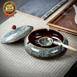 Windproof Ceramic Ashtray with Lid