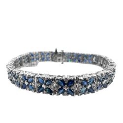14k White Gold with Sapphires 9.50 Carat and 6.50" Bracelet. (New)