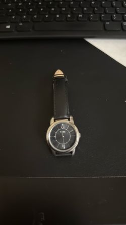 Timex black leather watch