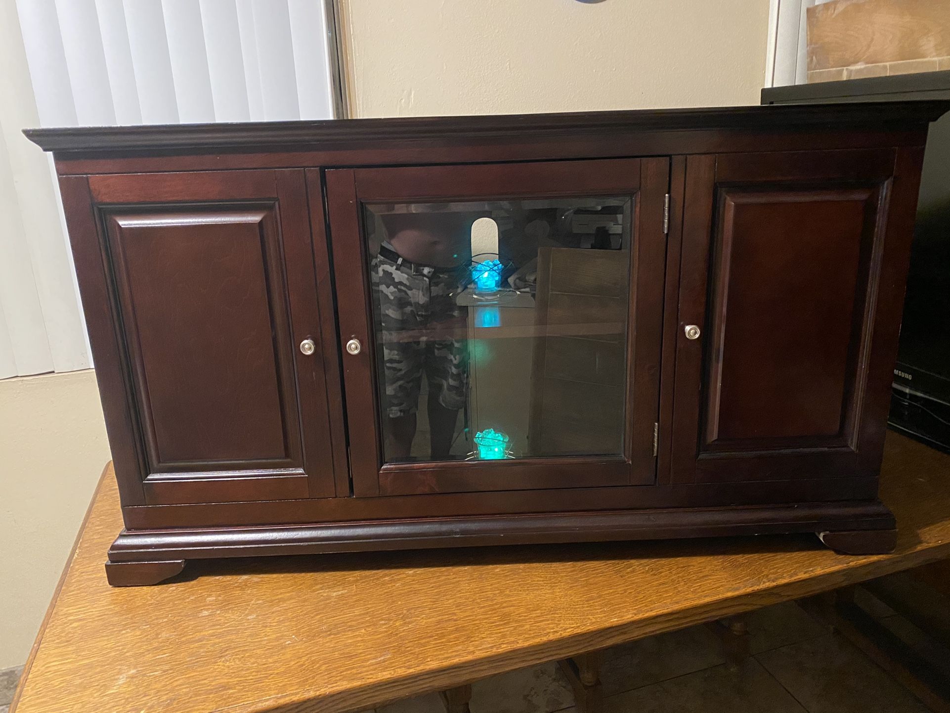 Cherrywood cabinet (real Wood) And with shelves on each end and middle. Check out my other items on my profile page
