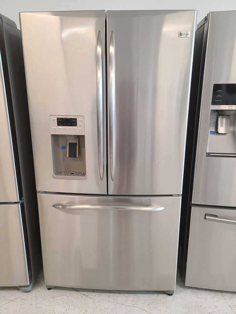 Ge stainless steel French door refrigerator used good condition with 90 days warranty