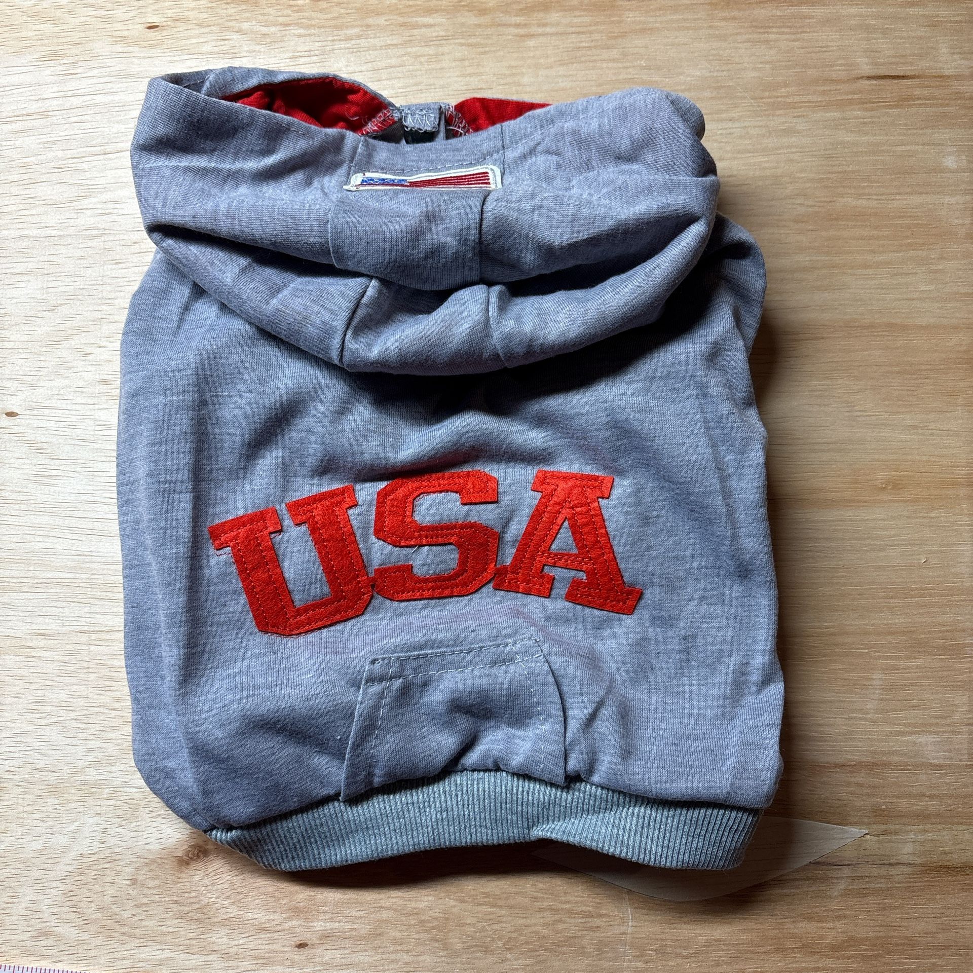 Dog Hoodie Jumpsuit, Athletic Style Pet Apparel, Grey with Red Logo, Casual Sports Outfit for Small Dogs【Thin Material】 (Glay, XXL)