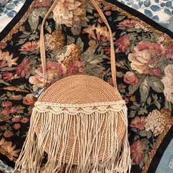 Bolso Tejido A Mano  100%Fibras Naturales  Beige