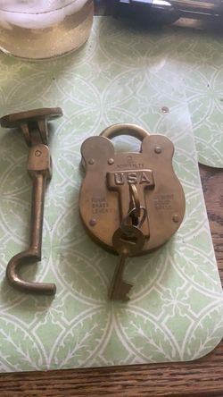 Vintage lock with keys. Along with brass silent cabin hook.