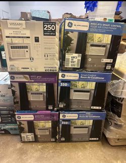 New in the box GE $159 6,000 BTU 115-Volt Window Air Conditioner for 250 sq. ft. 8,000 BTU 115-Volt Smart Window Air Conditioner for 350 Sq. $219 5,00