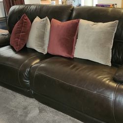 Ashley Dual Power Recline Leather Sofa and Love Seat