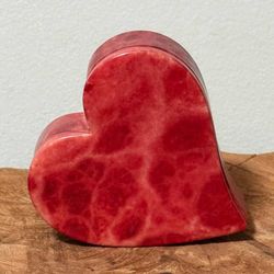 Italian Alabaster Heart Shaped Swivel Top Jewelry Box Trinket Dish Accent Decor