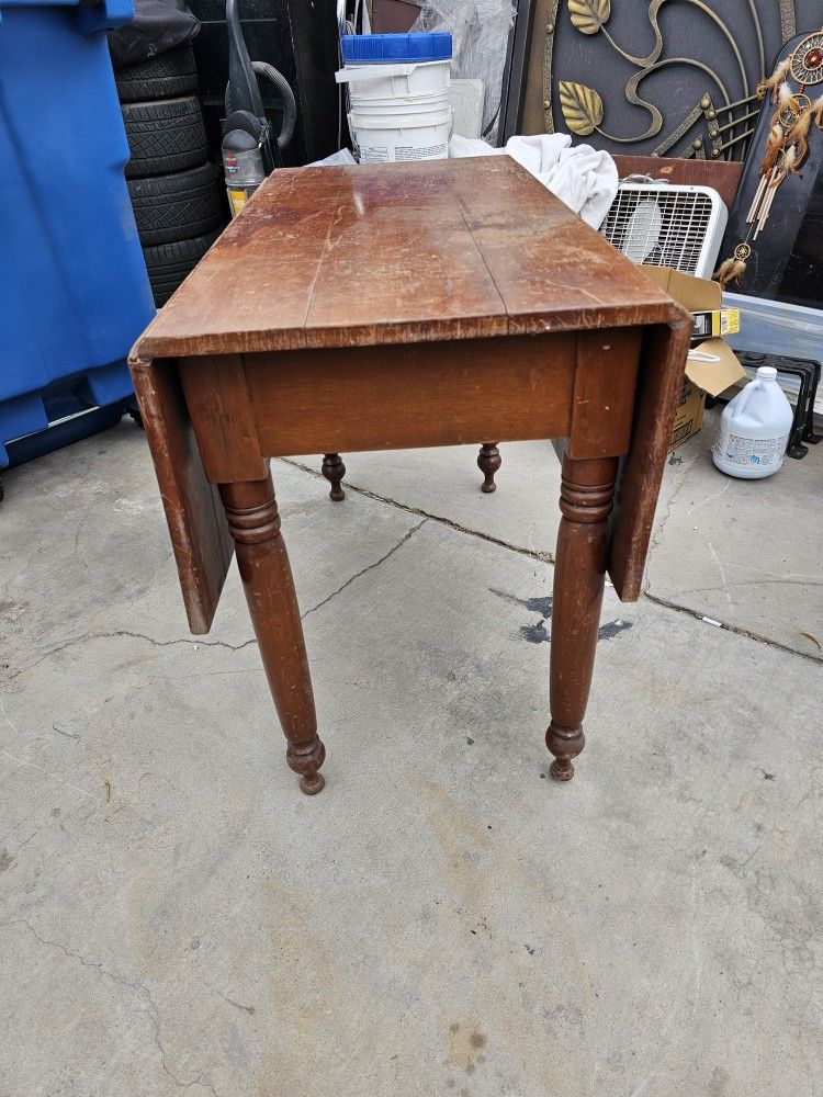vintage dinner table mid century drop leaf wood table used 39x28h