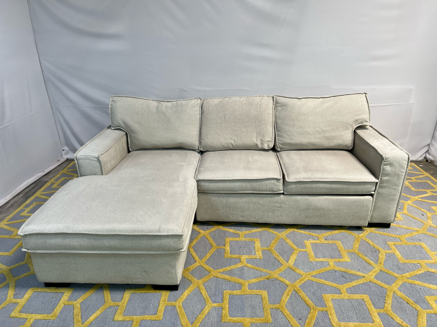 ( Delivery Available ) Bobs Playscape Light Gray Sectional Couch Sleeper and Storage