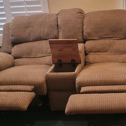 Loveseat with Working Recliners and Storage Cubie