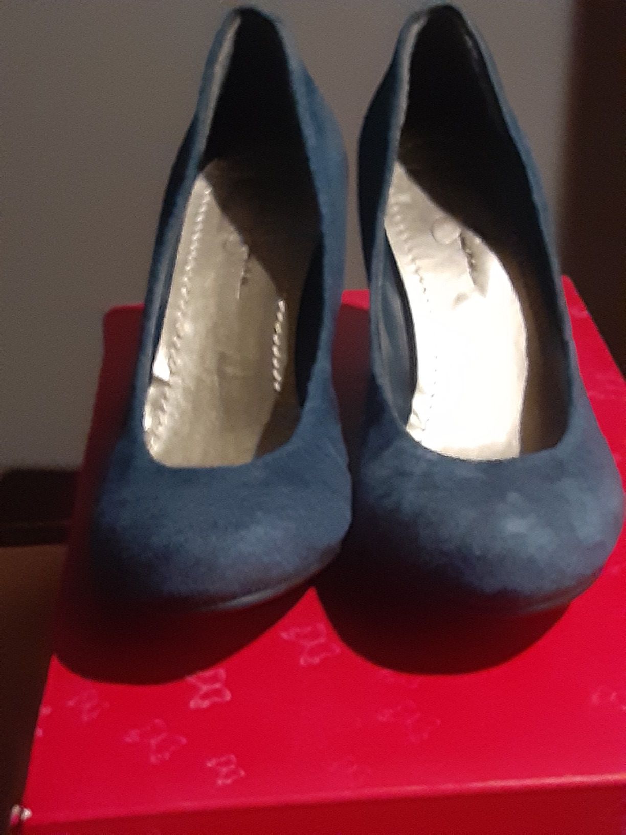 New, Never Worn Jessica Simpson Suede Blue wedge shoes; women's size 6.5 M (true to size)