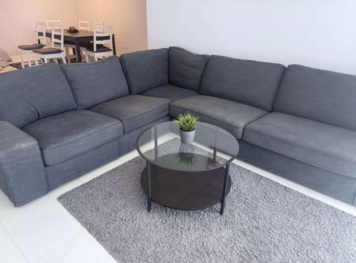 SOFA IKEA KIVIK Sectional, 5-seat corner, Tibbleby beige/gray